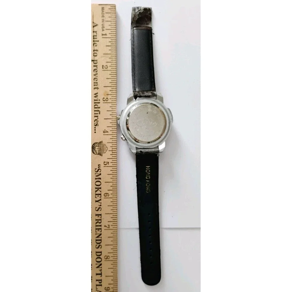 Vintage Bugle Boy Quartz Watch White Dial Fresh Battery Needs new strap as-is